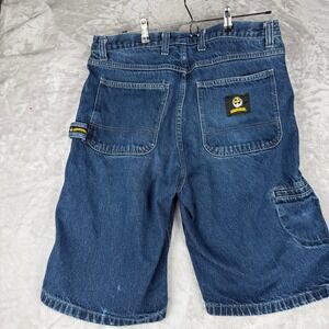 LOWRIDER 90's Mens Blue Denim Carpenter Shorts Utility Pockets Size 34